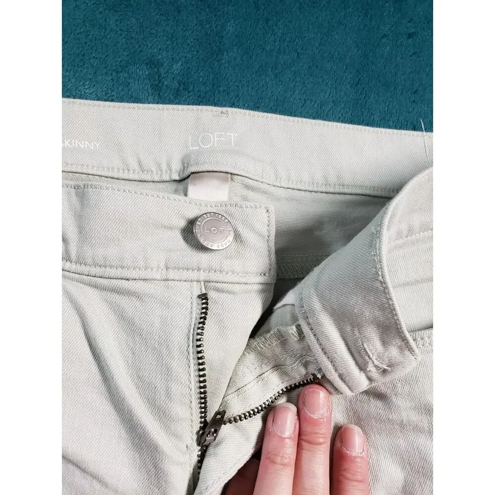Loft Jeans Size 8 Women Beige Pants Corduroy Stretch Mid Rise Modern Skinny